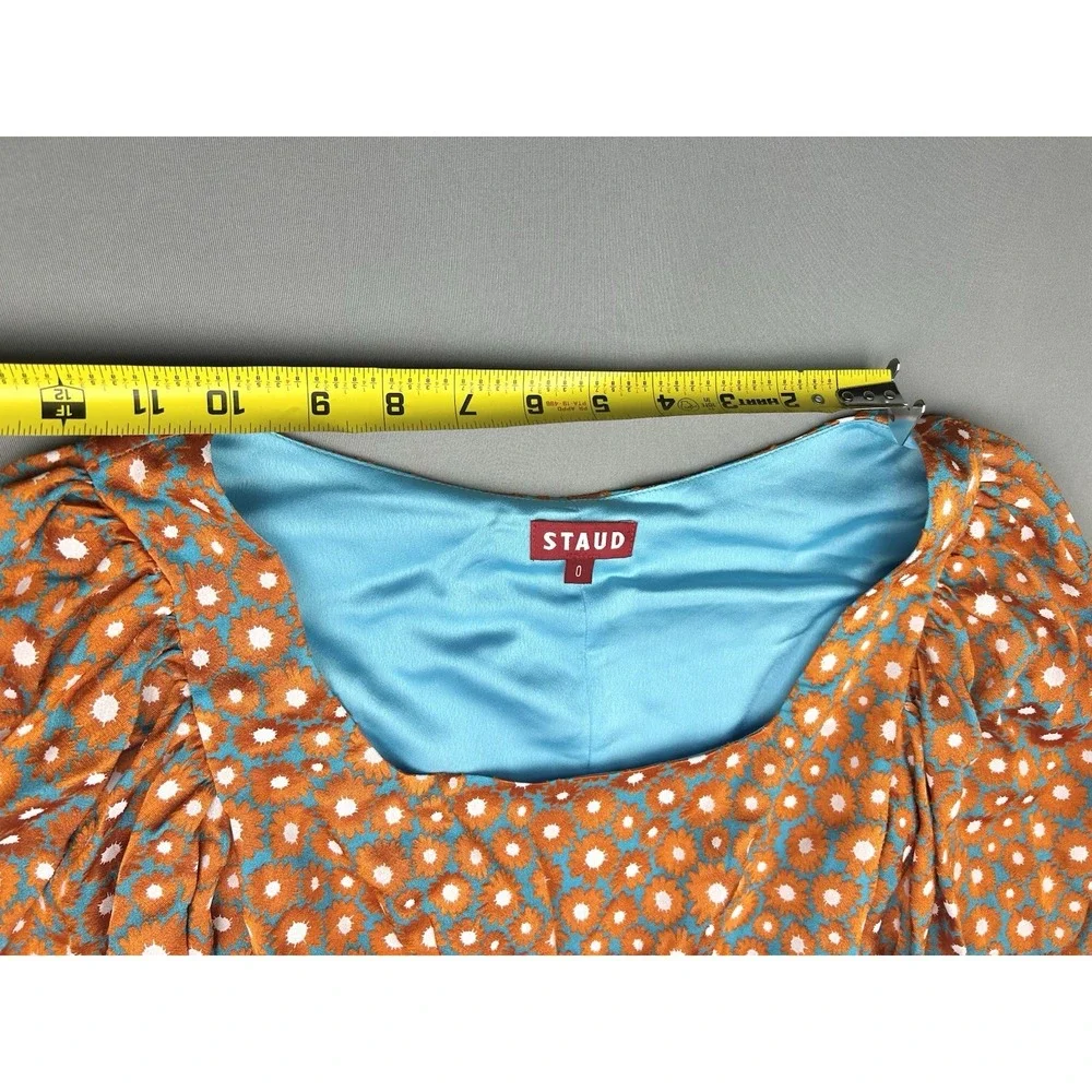 Staud Women's‎ 0 Puff Sleeve Floral Blouse Retro Whimsical Top
